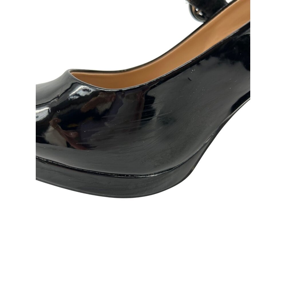 Black Patent Mary Jane Chunky Block Heels Womens 8 Platform Buckle Strap Whimsy - Picture 8 of 11